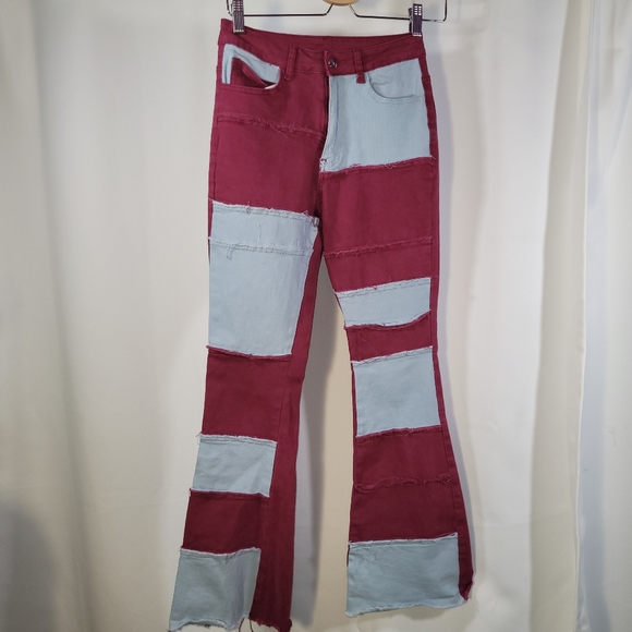 Patchwork Stretch Denim Bootcut Jeans, 27, BNWOT - Picture 1 of 3